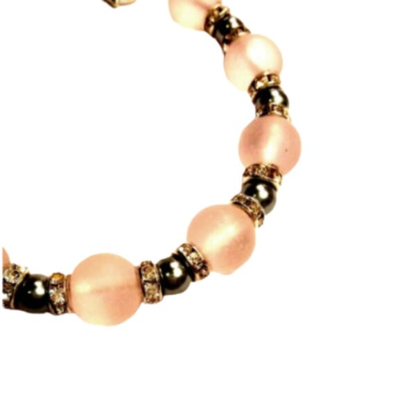 Frosted Pink And Silver Beaded Bracelet - Picture 5 of 5